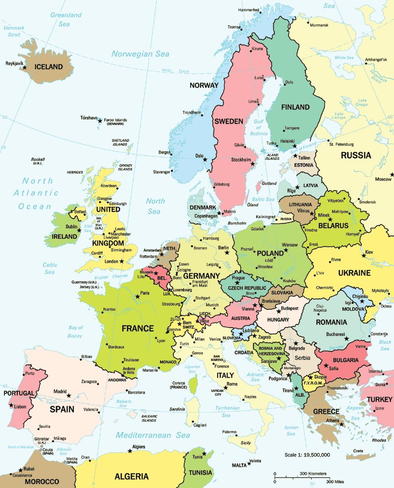 map of west europe with cities