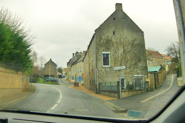 A photo of us driving through the Normandy region of France. 