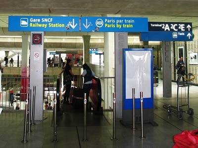 RER trains between Charles de Gaulle (CDG) Airport and Paris