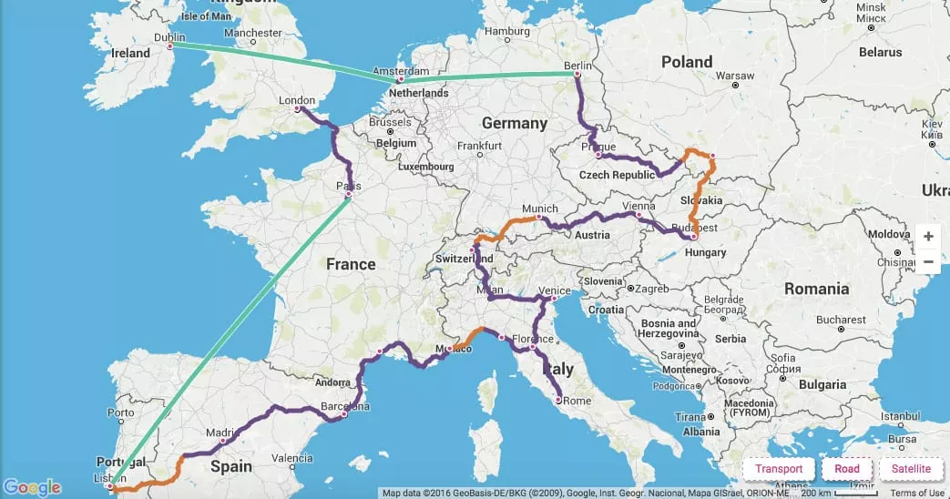 itinerary tour europe