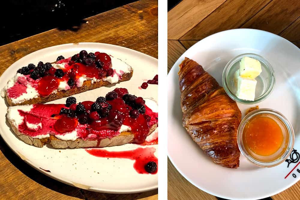 Traditional breakfast in Madrid | Toast and fruit