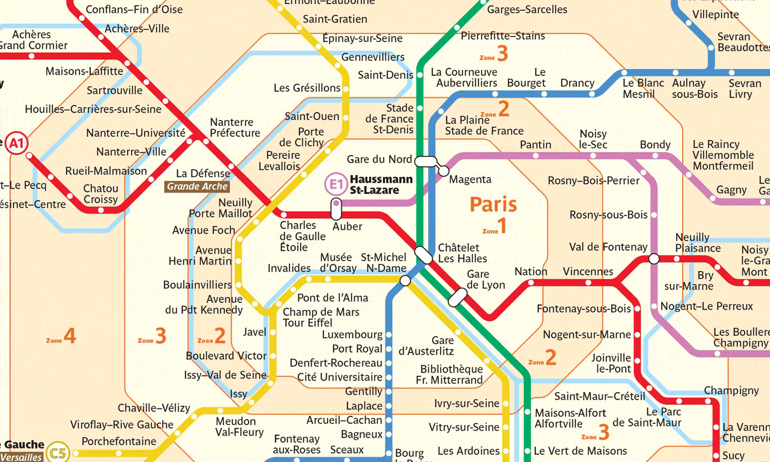 Metro De Paris Zona Mapa Mapa De Zonas De Paris De Metro Le De | The ...