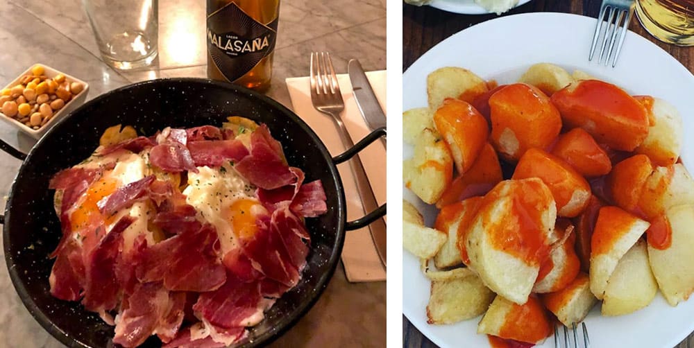 Madrid Travel Guide | Food Huevos Rotos and patatas bravas 