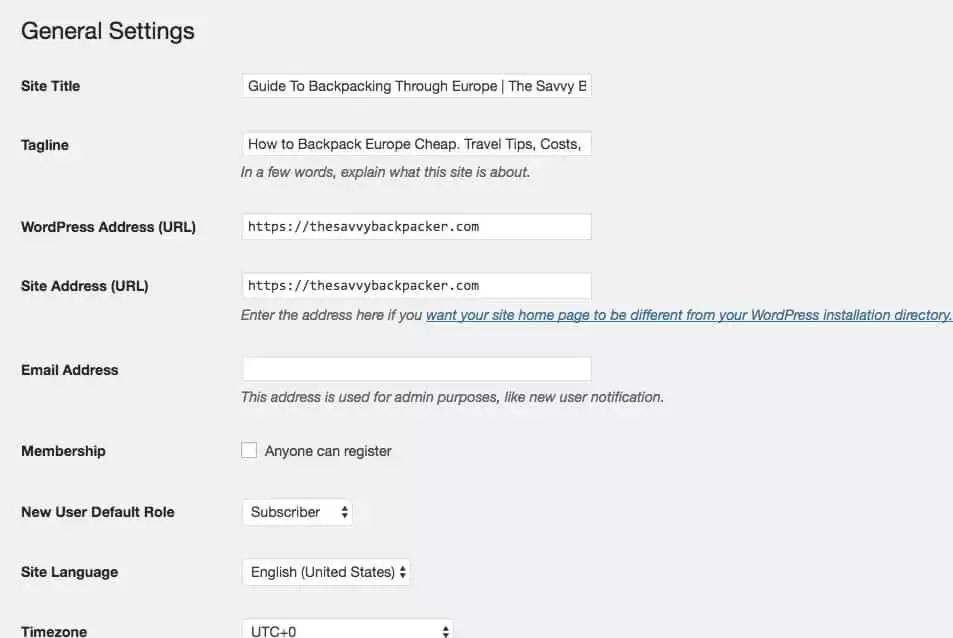 configure wordpress blog