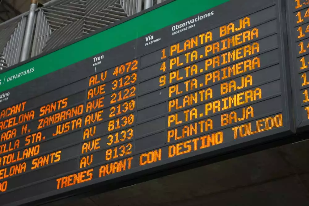 Spain train - departure board