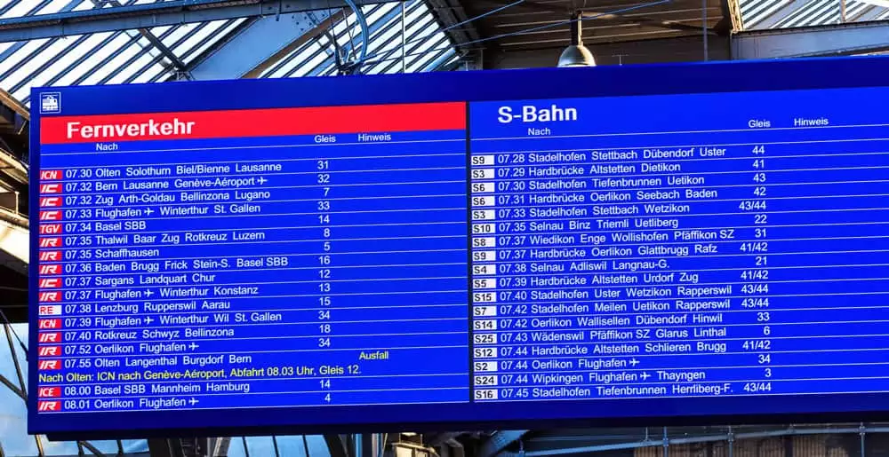 Swiss Train - Departure Board
