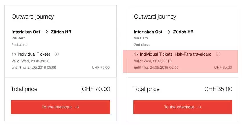 Switzerland train - online booking