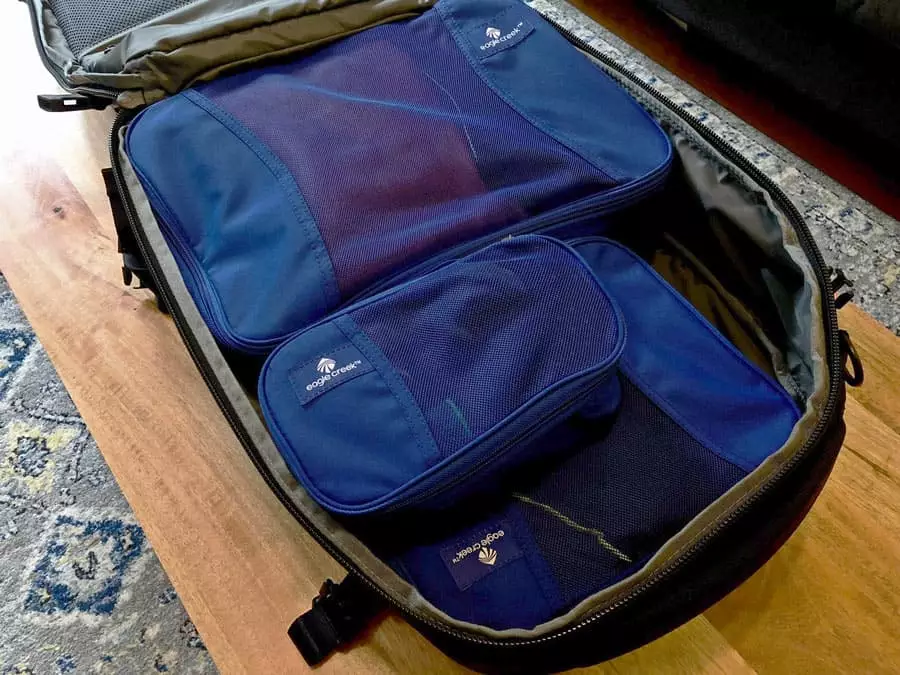 best packing cubes - packed backpack