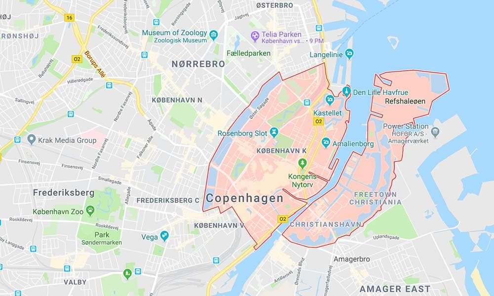 Copenhagen Neighborhoods Map 2585