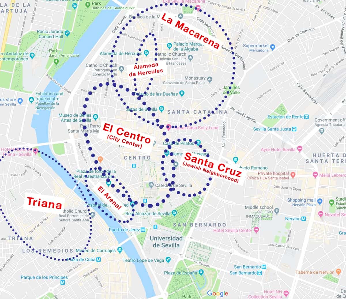 Seville Neighborhood Map