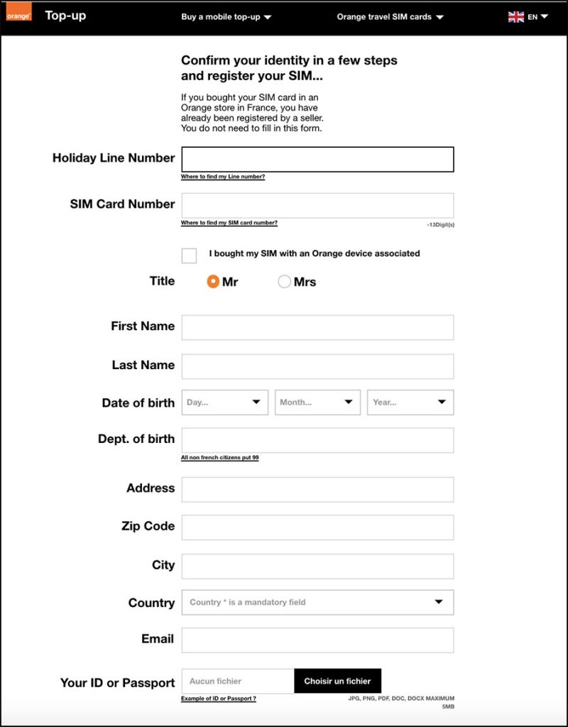 Recharge Euro+USA SIM Card