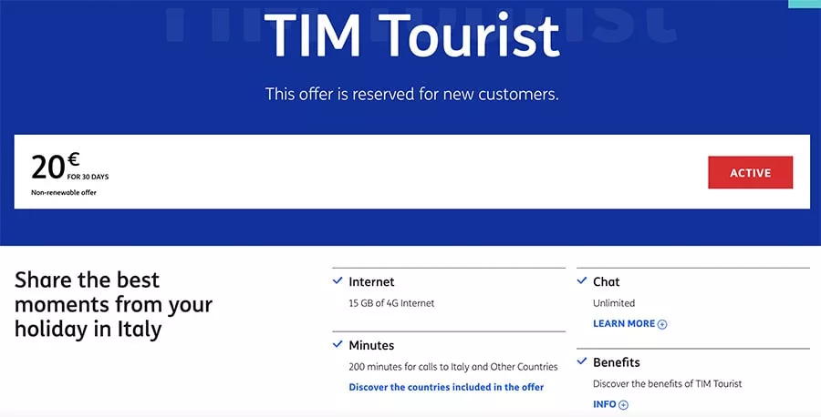 tourist sim card italy price